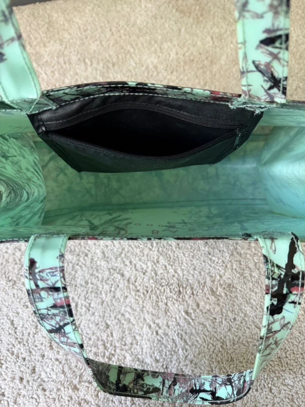 Ted Baker Light Teal Dragonfly Tote Bag Lightweight Plastic Finish *Flawed*